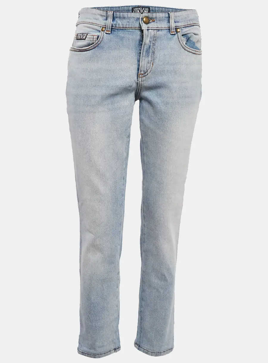 Versace Jeans Couture Blue Logo Print Denim Jeans M Waist 28"