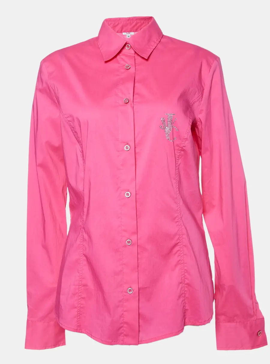 Versace Jeans Couture Pink Cotton Logo Detail Shirt M