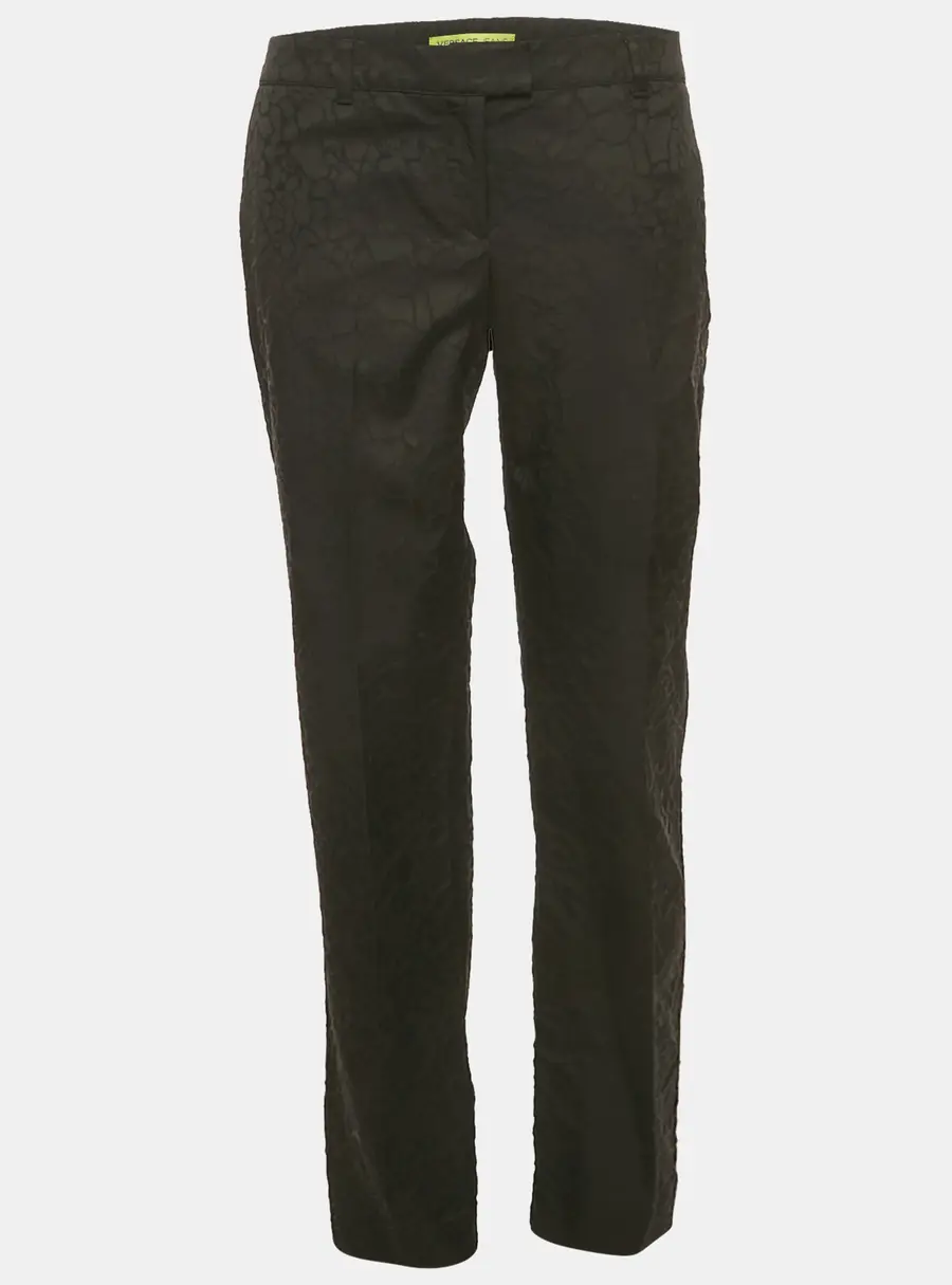 Versace Jeans Black Jacquard Cotton Blend Trousers M