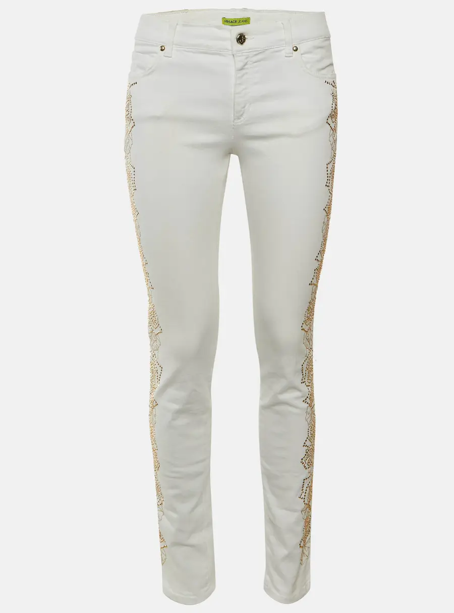 Versace Jeans White Denim Studded Jeans M