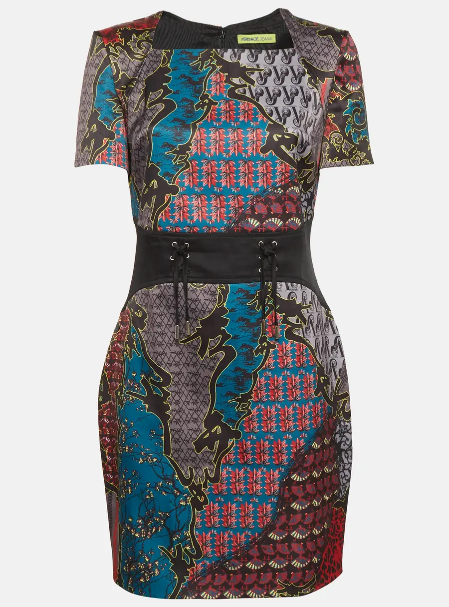 Versace Jeans Multicolor Print Knit Short Dress L