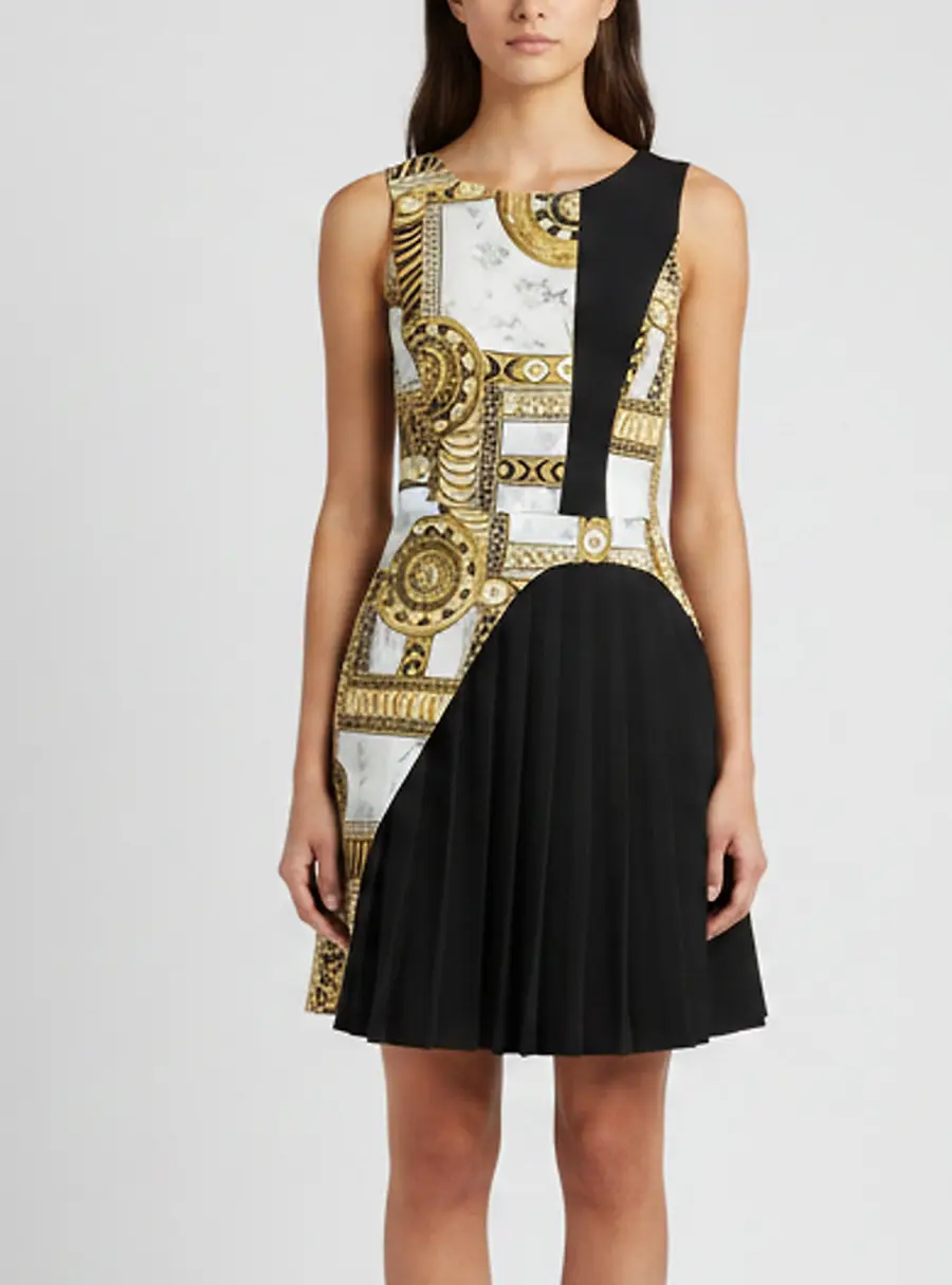 Versace Jeans Multicolor Printed Satin Sleeveless Mini Dress S