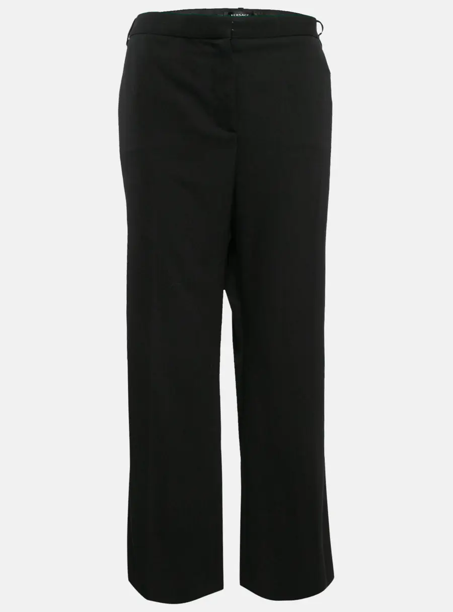 Versace Black Contrast Side Wool Cropped Trousers XL