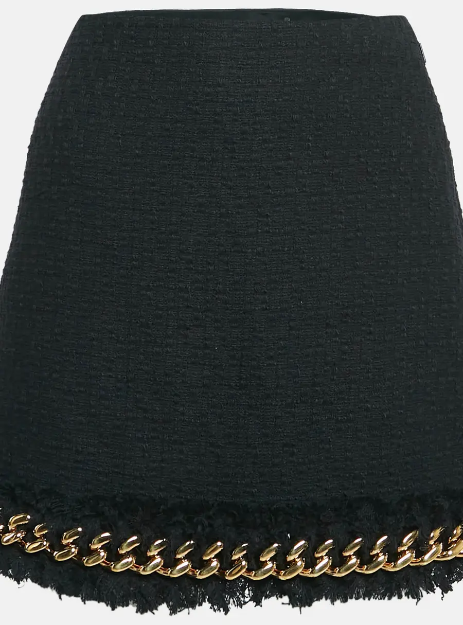 Versace Black Tweed Chain Insert Mini Skirt M