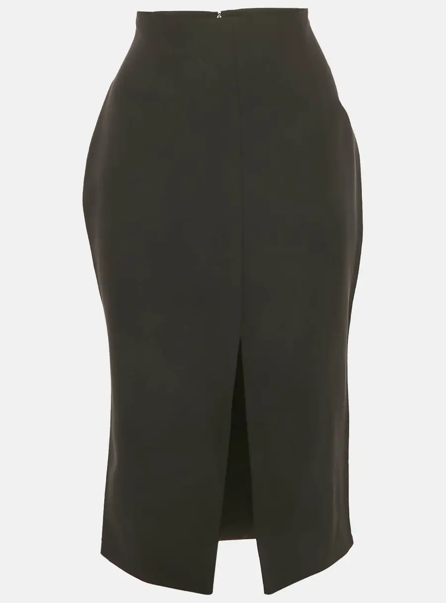 Versace Black Silk Front Slit Detail Pencil Skirt M
