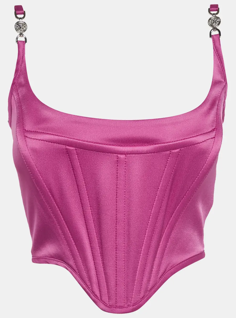 Versace Pink Satin Medusa '95 Corset Top S