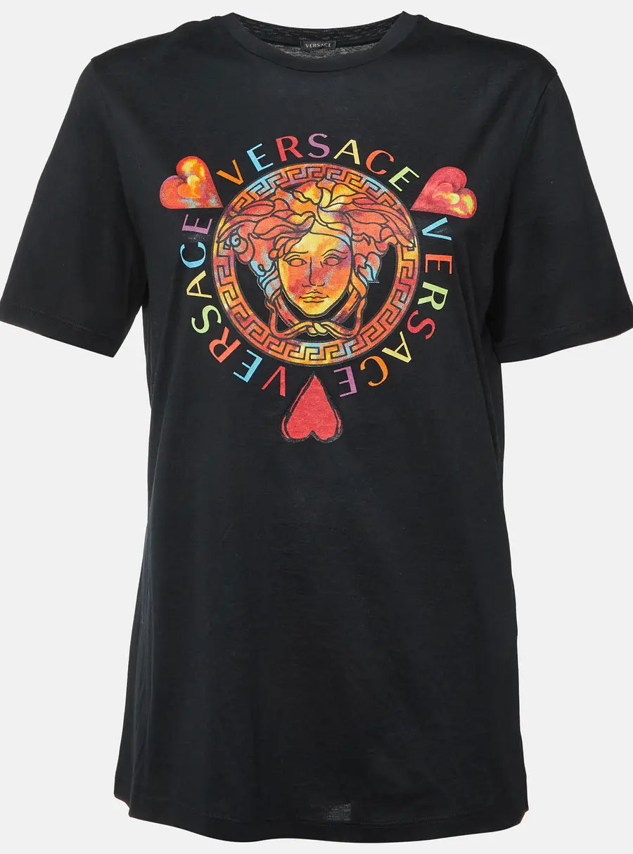 Versace Black Love Versace Medusa Print Jersey Crewneck T-Shirt M