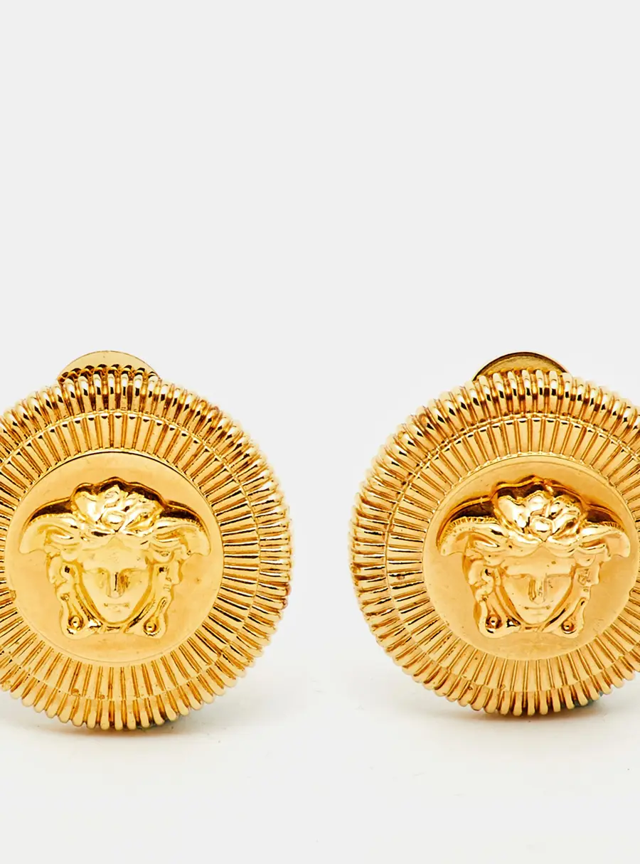 Versace Medusa Biggie Gold Tone Earrings