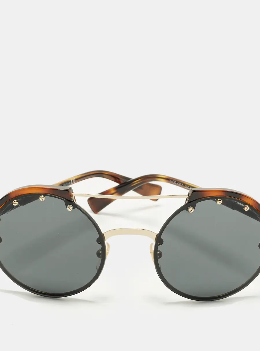 Versace Tortoise Brown/Black MOD 4337 Medusa Round Sunglasses