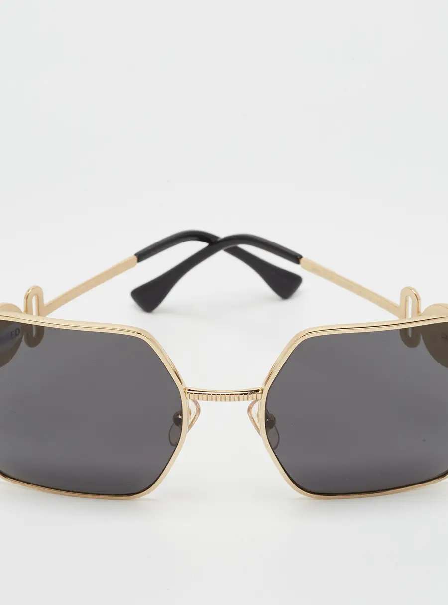 Versace Black/Gold Tone MOD 2248 Icon Medusa Square Sunglasses