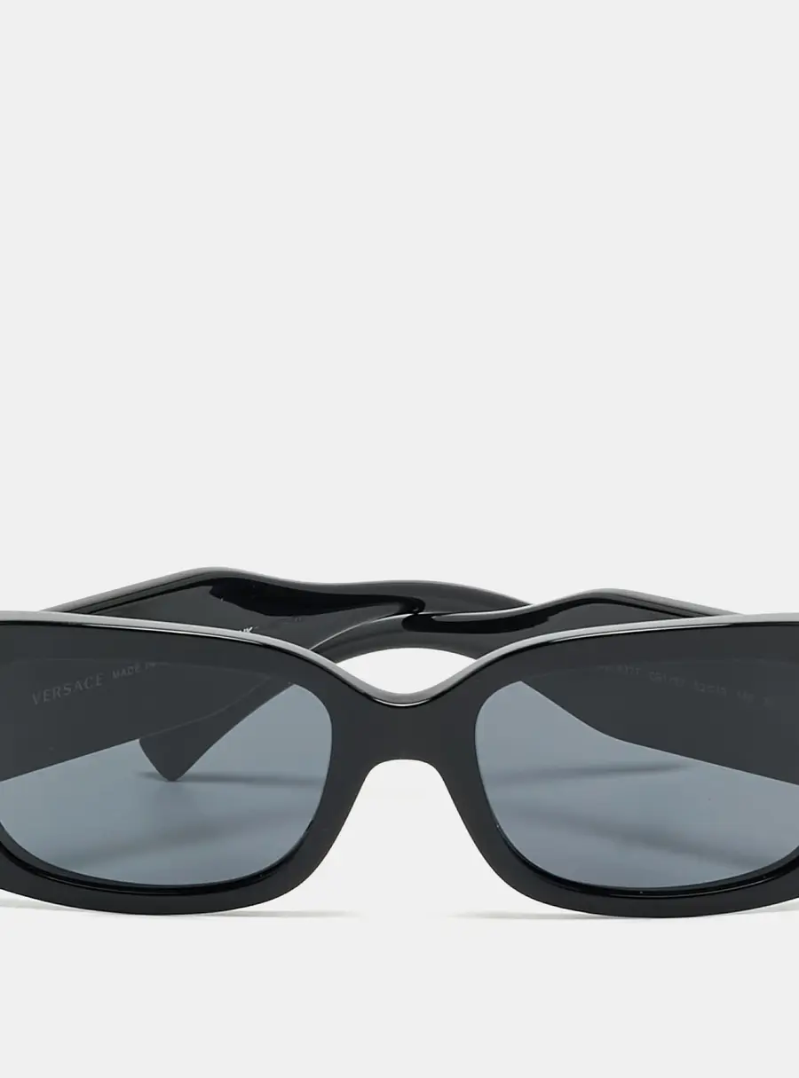 Versace Black MOD 4377 Logo Frame Rectangle Sunglasses