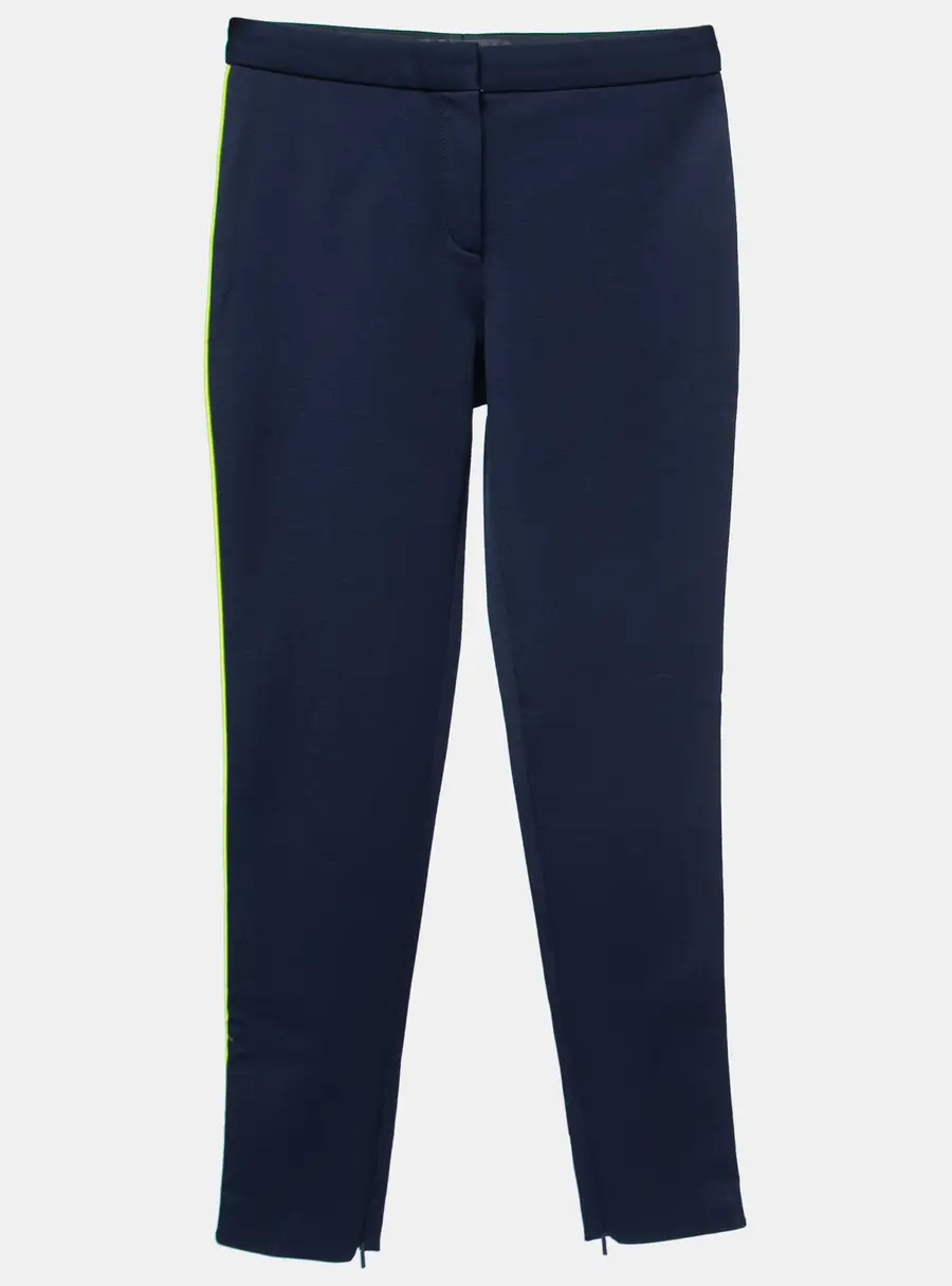 Versace Navy Blue Stretch Contrast Piping Detail Leggings S