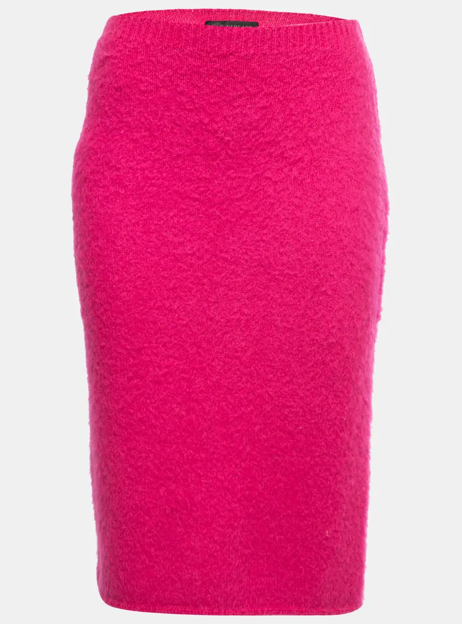 Versace Hot Pink Mohair Blend Knit Pencil Skirt S