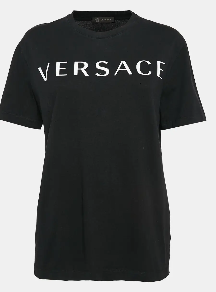 Versace Black Logo Print Cotton T-Shirt M