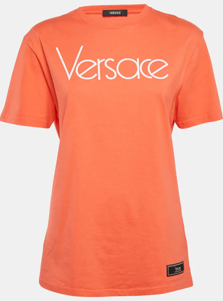 Versace Coral Pink 1978 Re-Edition Cotton Crew Neck T-Shirt S