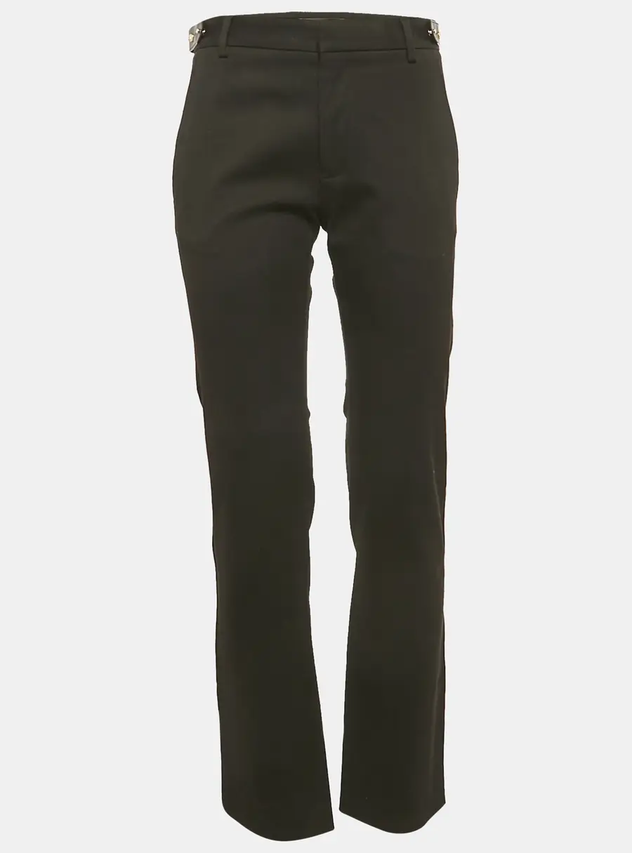 Versace Black Gabardine Belt Detail Trousers M