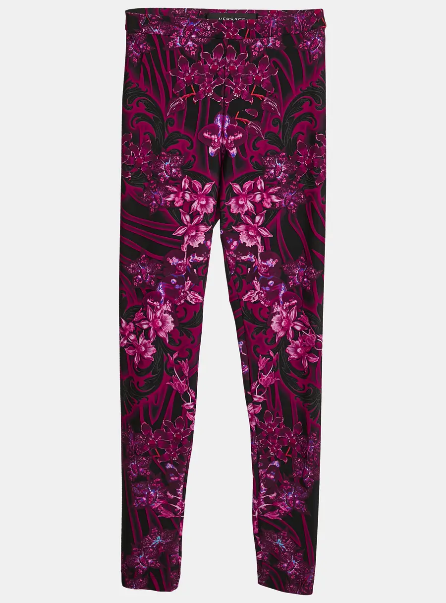Versace Pink/Multicolor Printed Jersey Leggings S