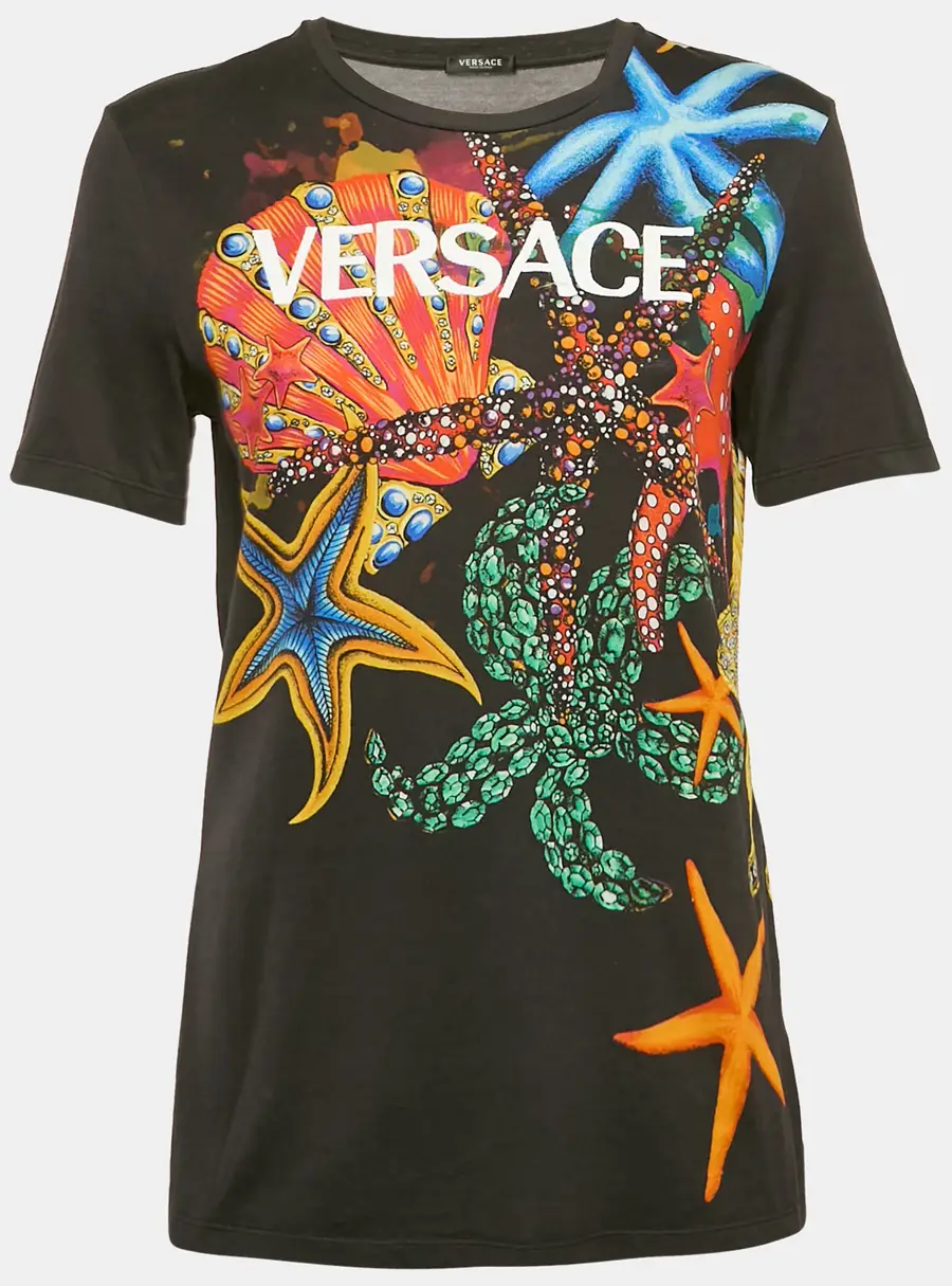 Versace Black Starfish Print Jersey Crew Neck T-Shirt S