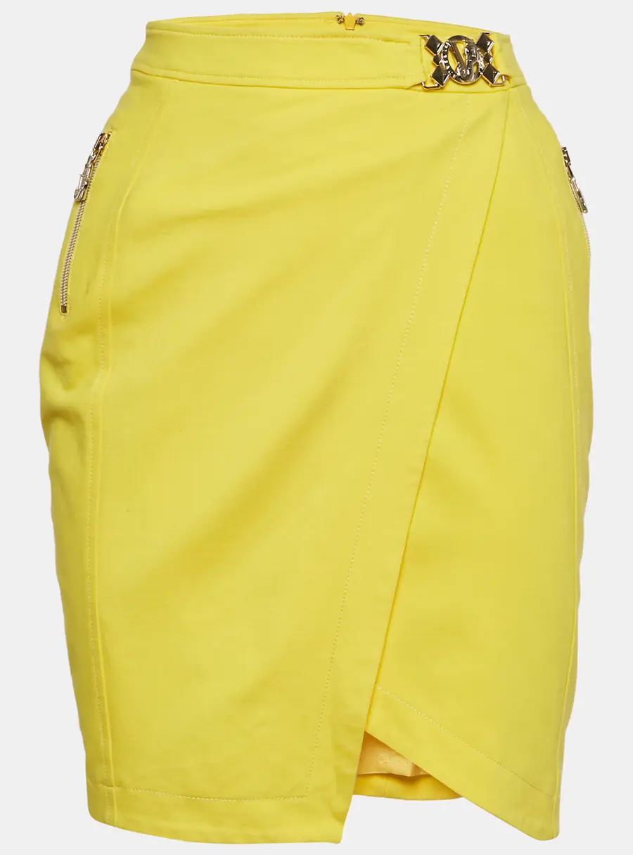 Versace Jeans Yellow Jersey Logo Detail Mini Skirt S