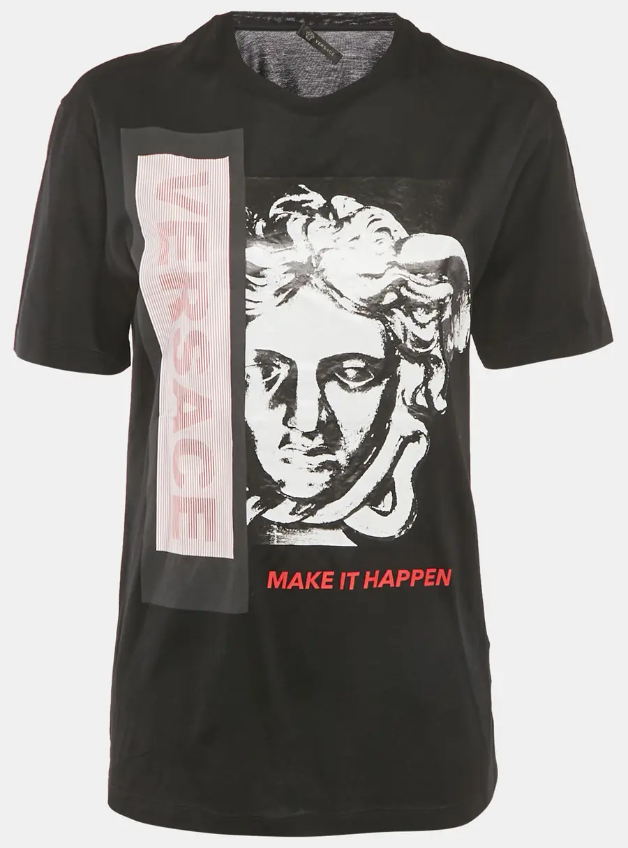 Versace Black Make It Happen Print Cotton T-Shirt S