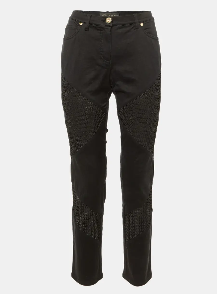 Versace Black Denim & Mesh Paneled Slim Fit Jeans M/Waist 31"