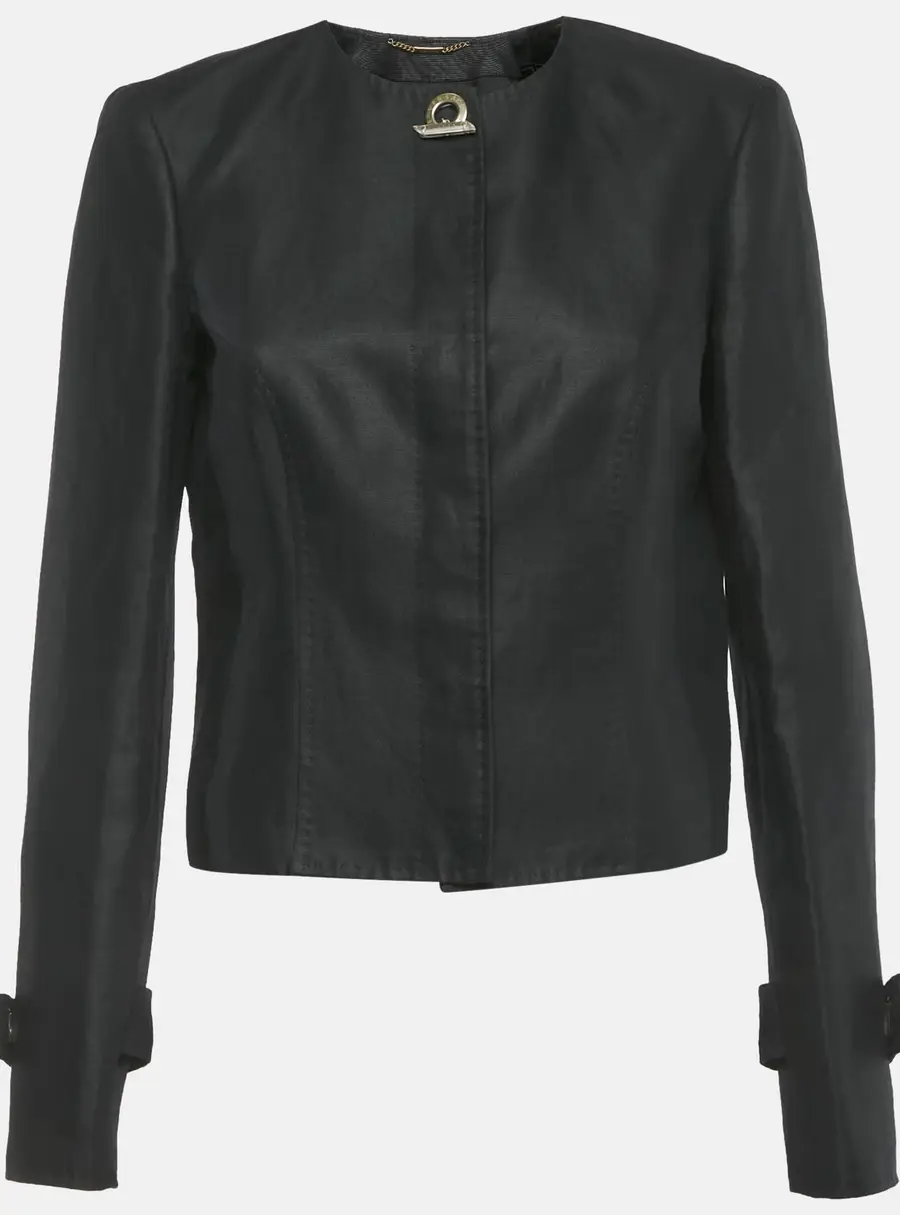 Versace Black Cotton Blend Button Front Jacket M