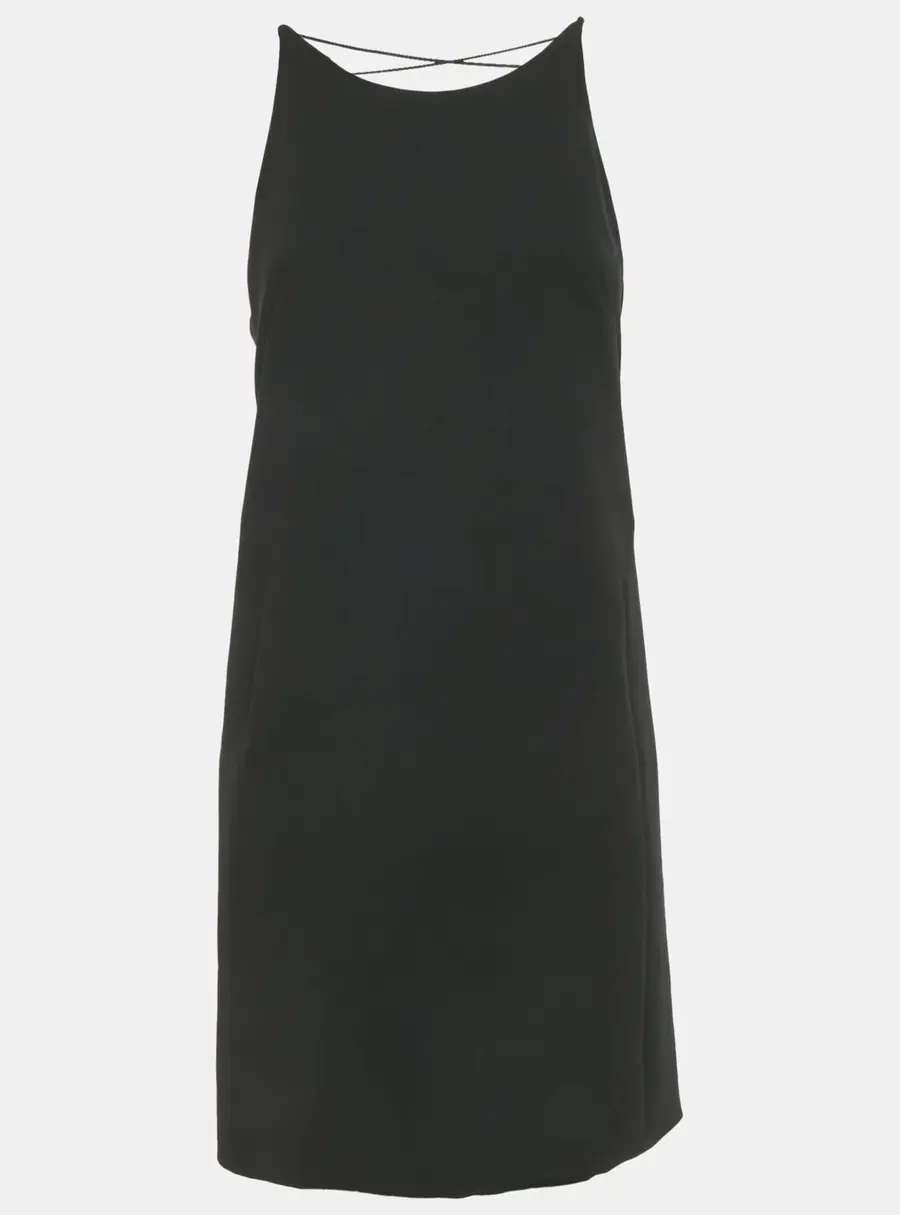 Versace Black Crepe Crisscross Detail Mini Dress S