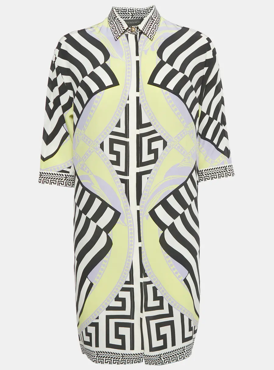 Versace Multicolor Printed Silk Shirt Dress M