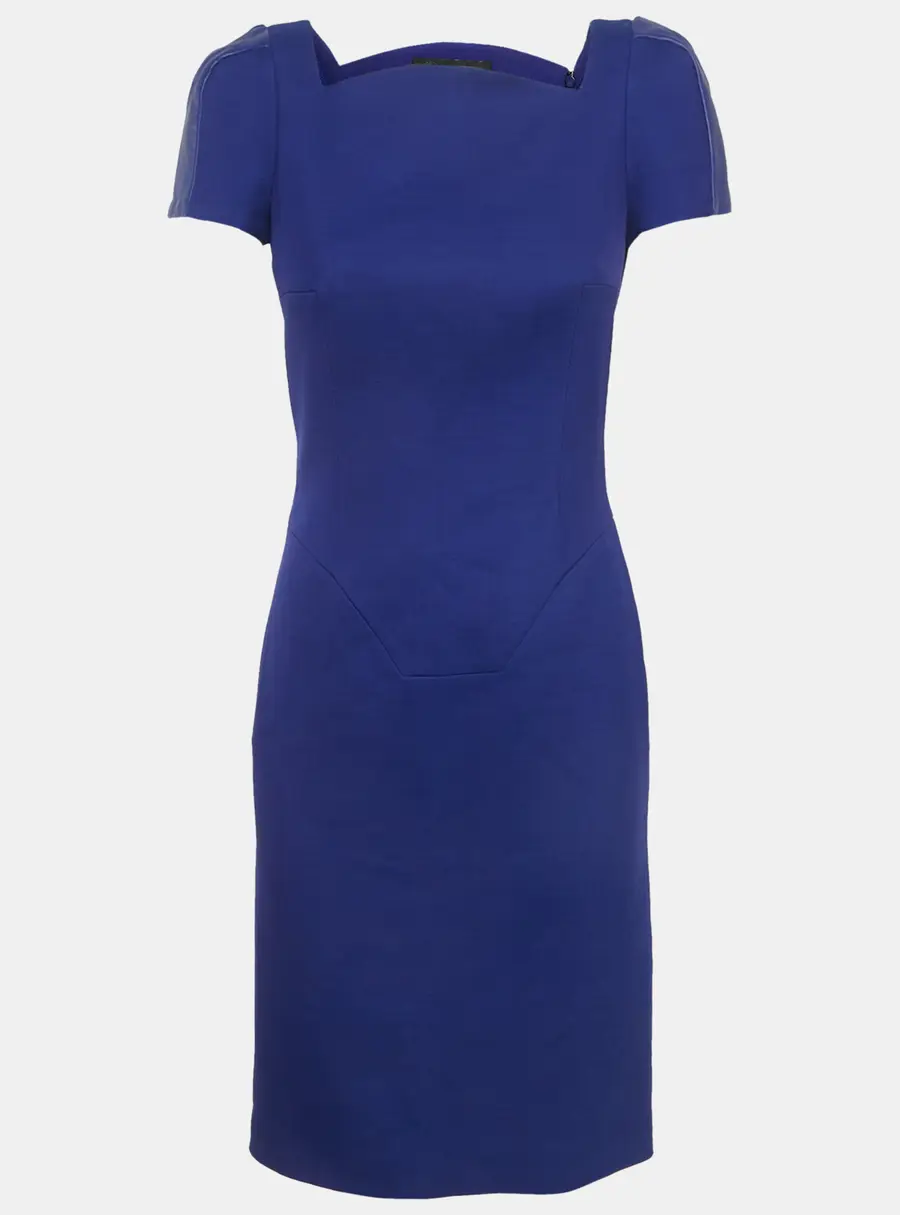 Versace Blue Wool Blend Sheath Mini Dress S