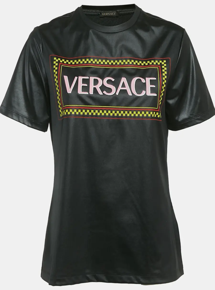 Gianni Versace Black Graphic Logo Detail Jersey T-Shirt S