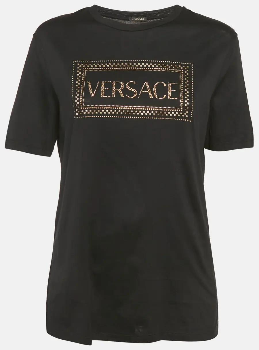Versace Black Medusa Rhinestone Jersey T-Shirt M