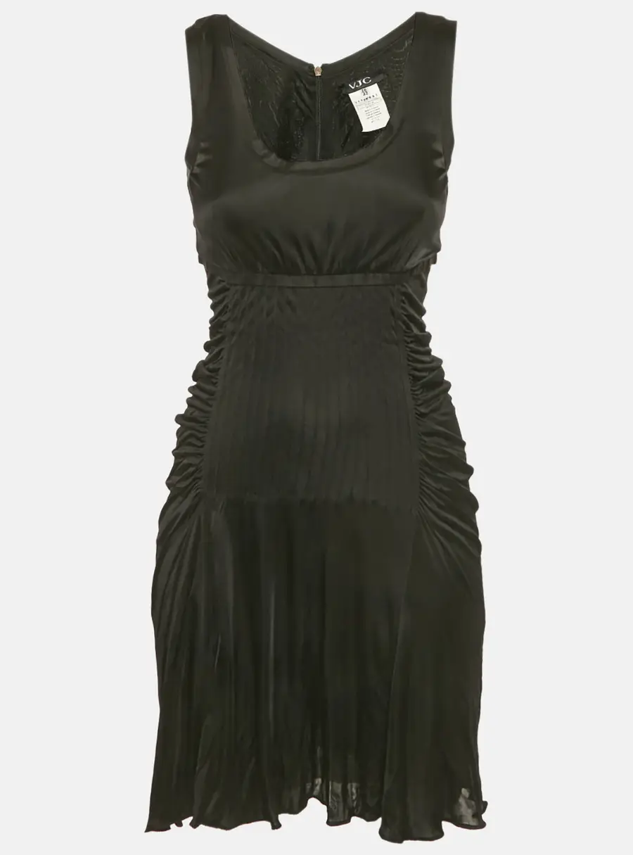 VJC by Versace Black Jersey Ruched Detail Dress M