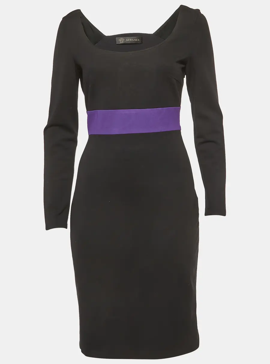 Versace Black/Purple Cotton Knit Mini Dress M