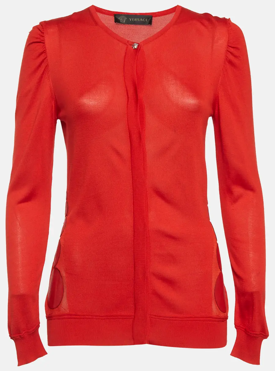 Versace Red Wool Blend Cardigan M