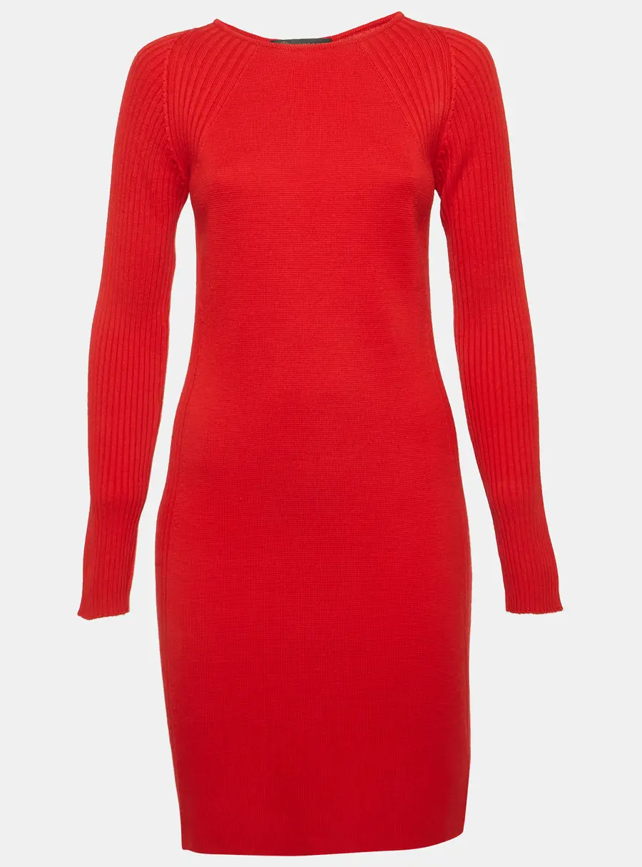 Versace Red Wool Knit Mini Dress M