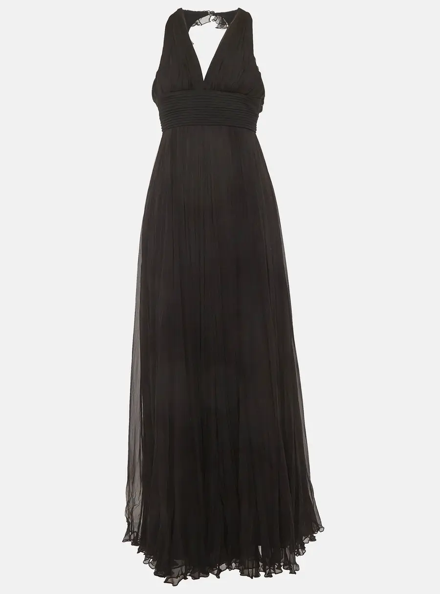 Versace Black Silk Halter Maxi Dress S