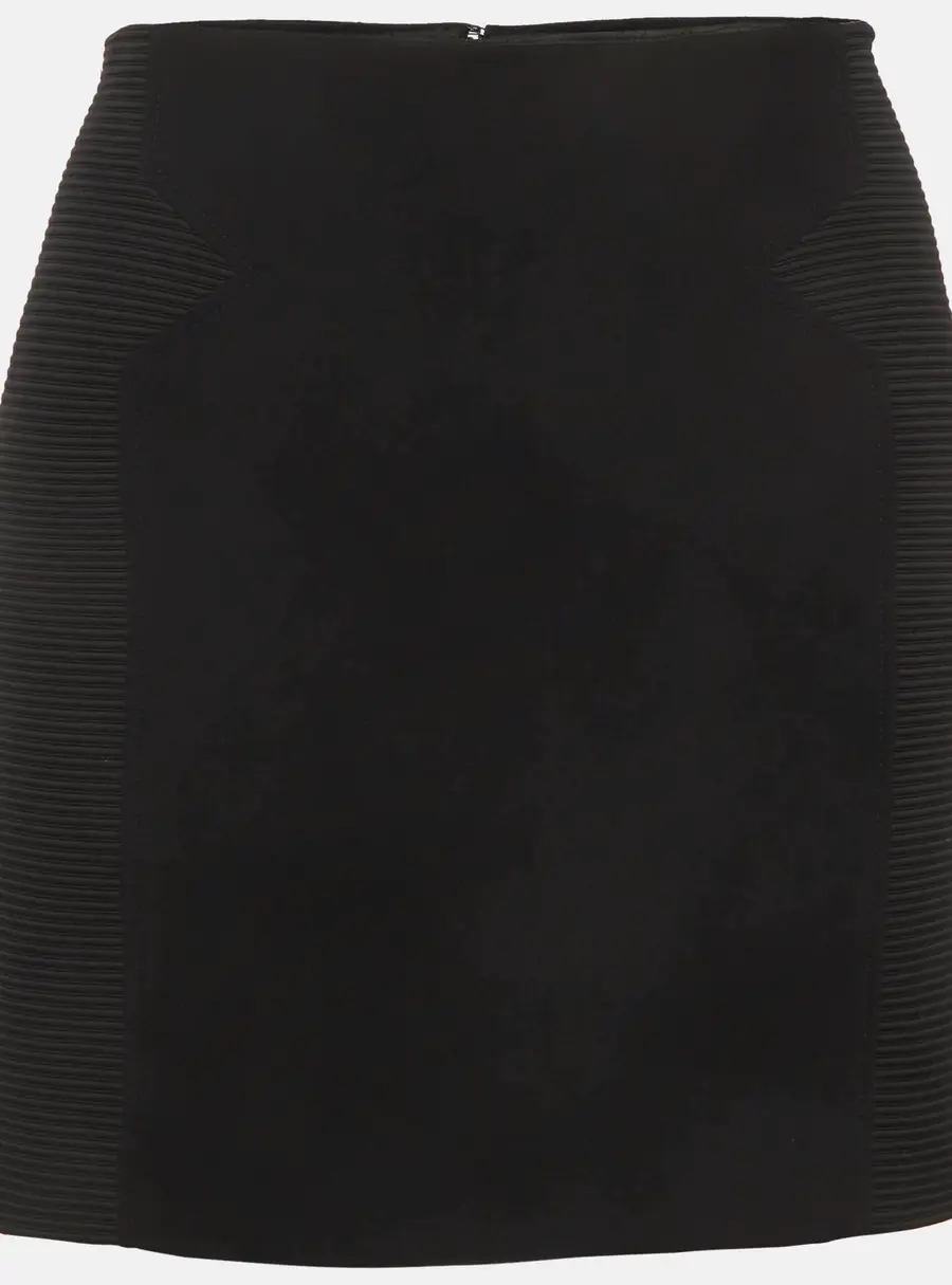 Versace Black Silk Blend Ribbed Paneled Mini Skirt M