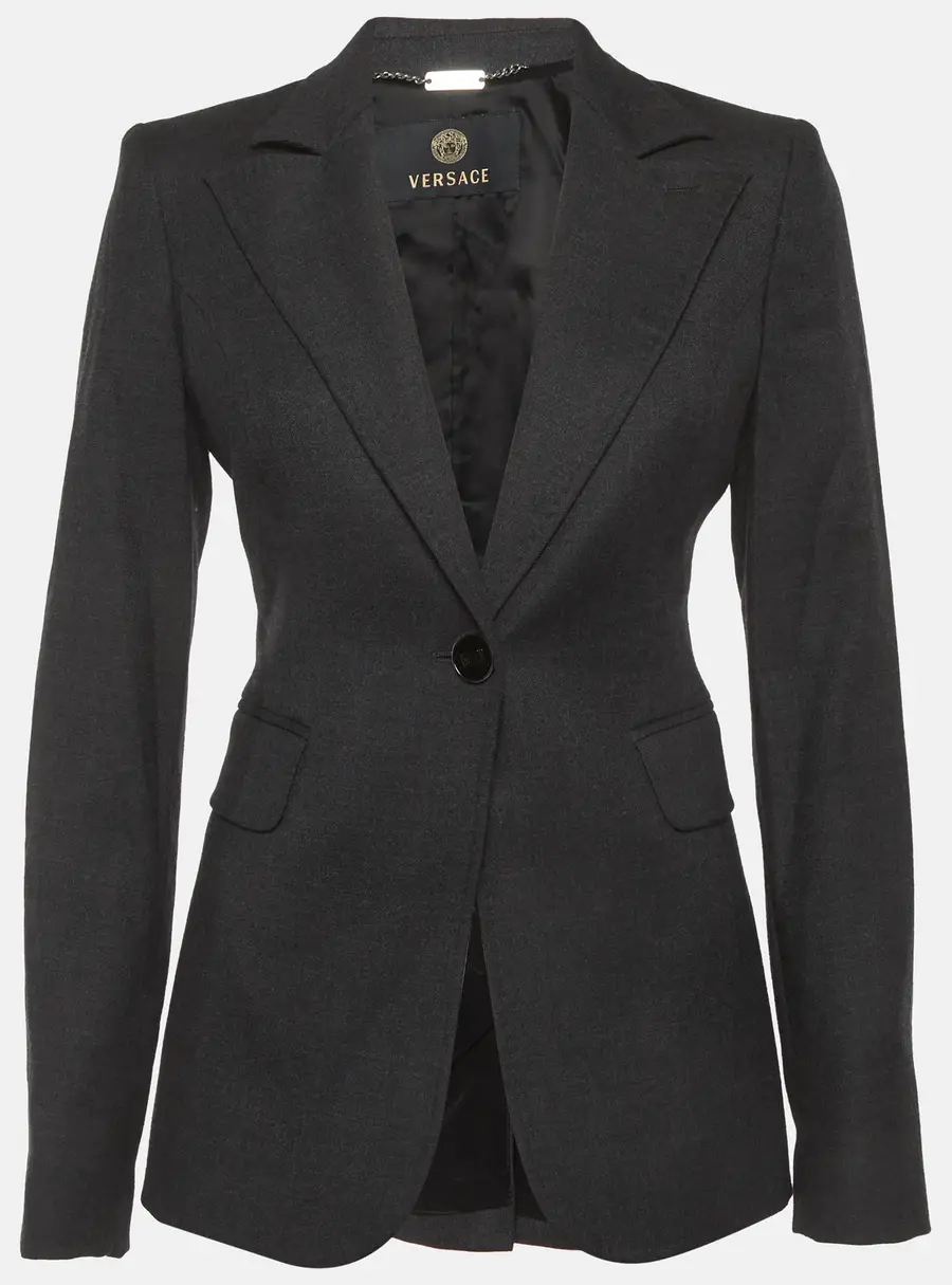 Versace Black Wool Blend Regular Fit Blazer M