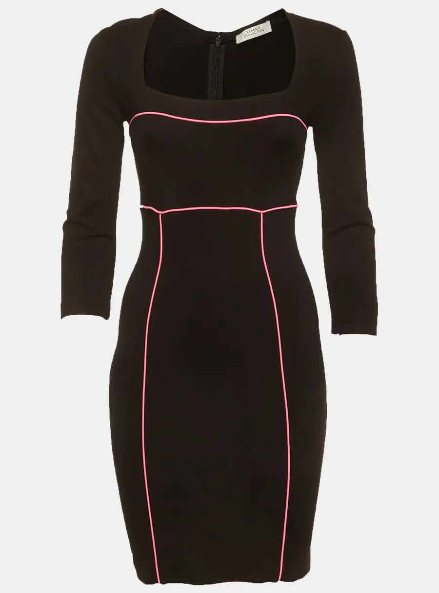 Versace Collection Black Jersey Shift Mini Dress S
