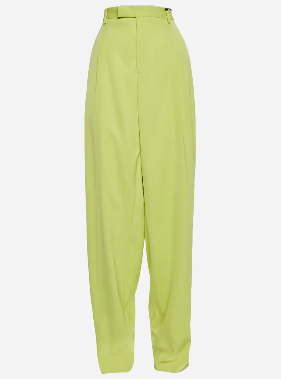 Versace Lime Green Gabardine Pleated Trousers XXL