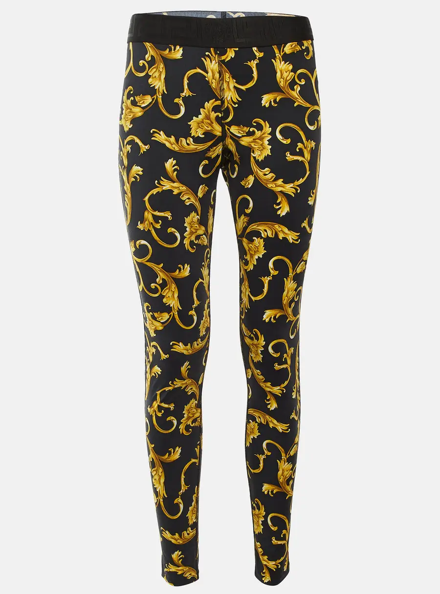 Versace Underwear Black Baroque Print Jersey Leggings M