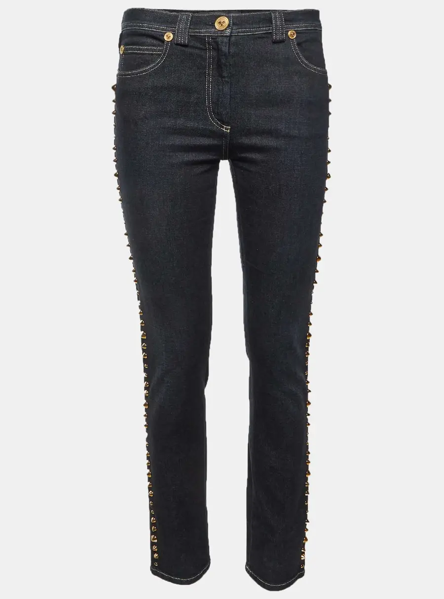 Versace Black Denim Studded Slim Fit Jeans M/Waist 30"