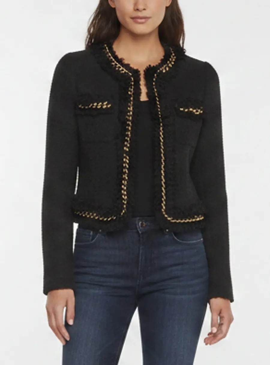 Versace Black Tweed Long Sleeve Cropped Jacket S