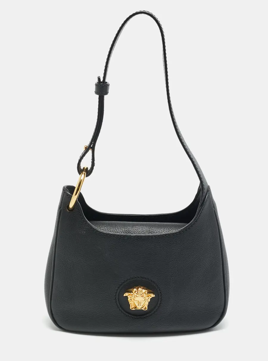 Versace La Medusa Mini Black Leather Hobo