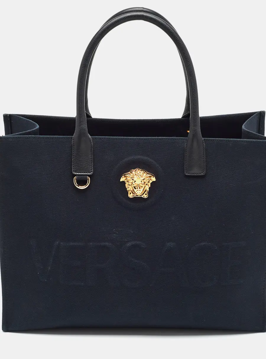 Versace La Medusa Large Black Canvas Tote