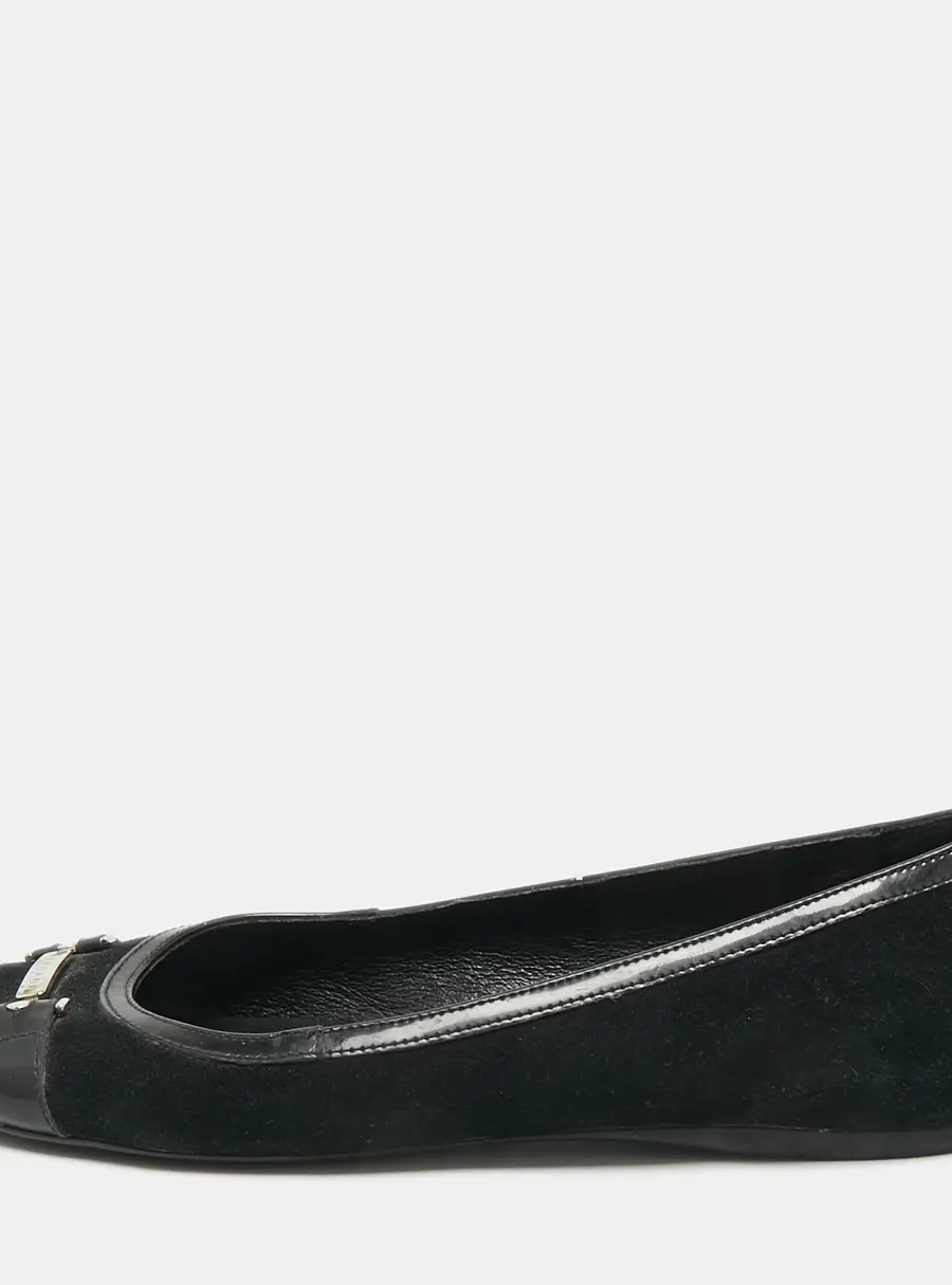 Versace Medusa Size 39 Black Patent Leather and Suede Ballet Flats