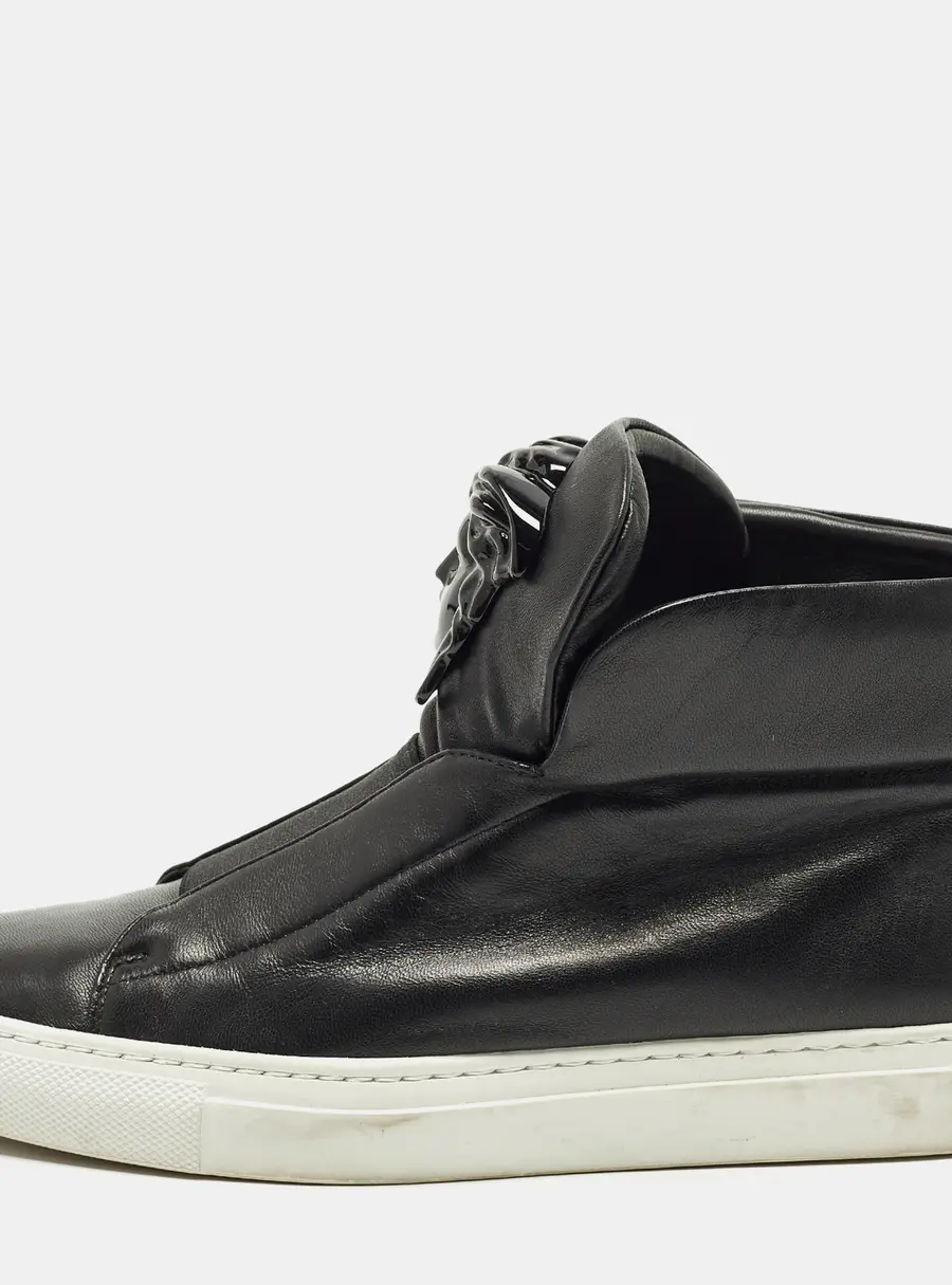 Versace Palazzo Medusa Size 36 Black Leather High Top Slip On Sneakers