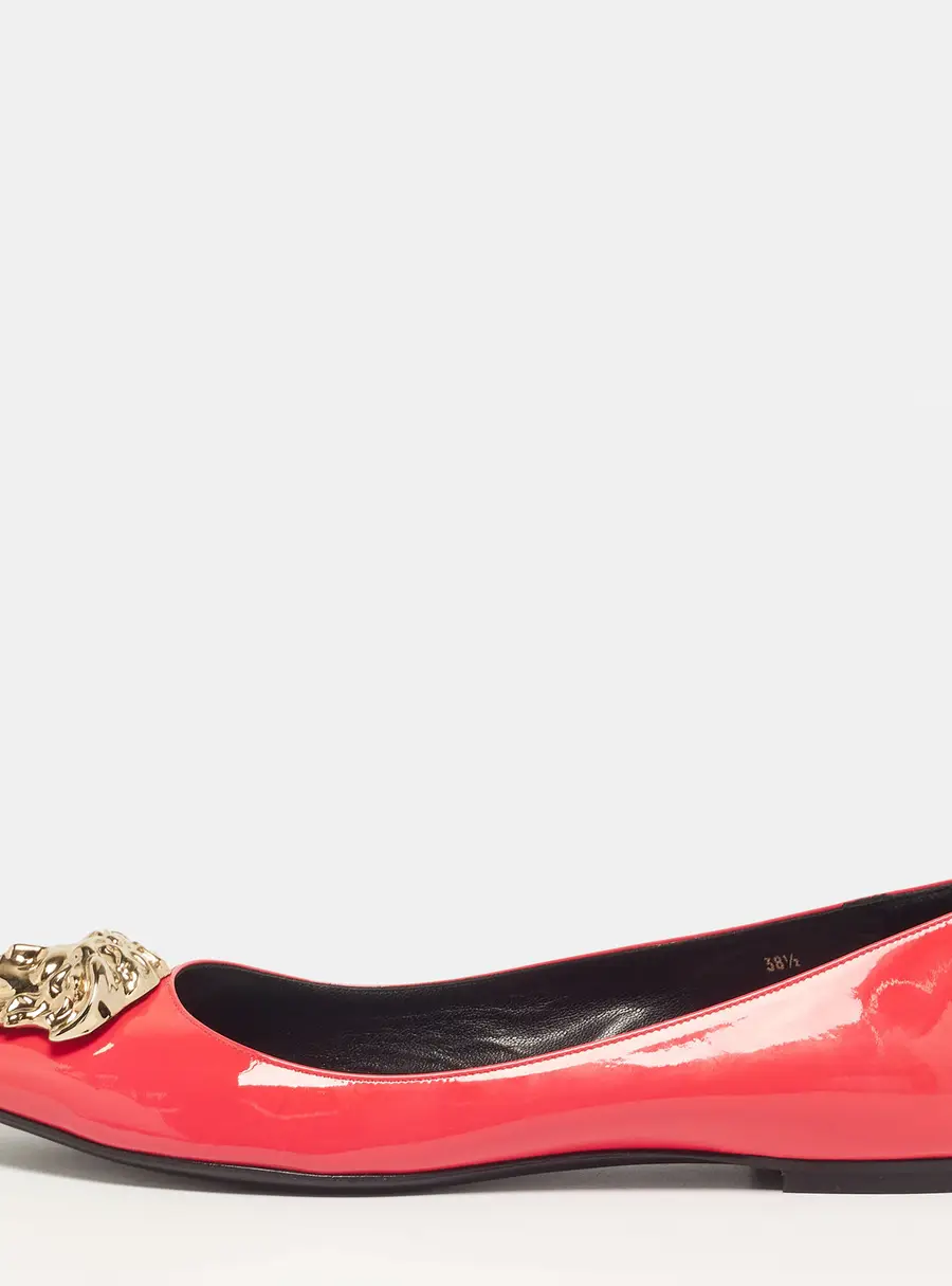 Versace Medusa Size 38.5 Red Patent Leather Ballet Flats