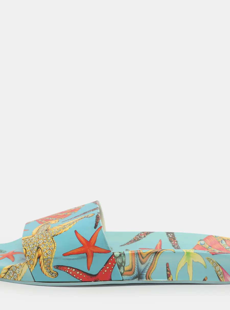 Versace Tr&eacute;sor De La Mer Size 39 Multicolor Rubber Slide Sandals