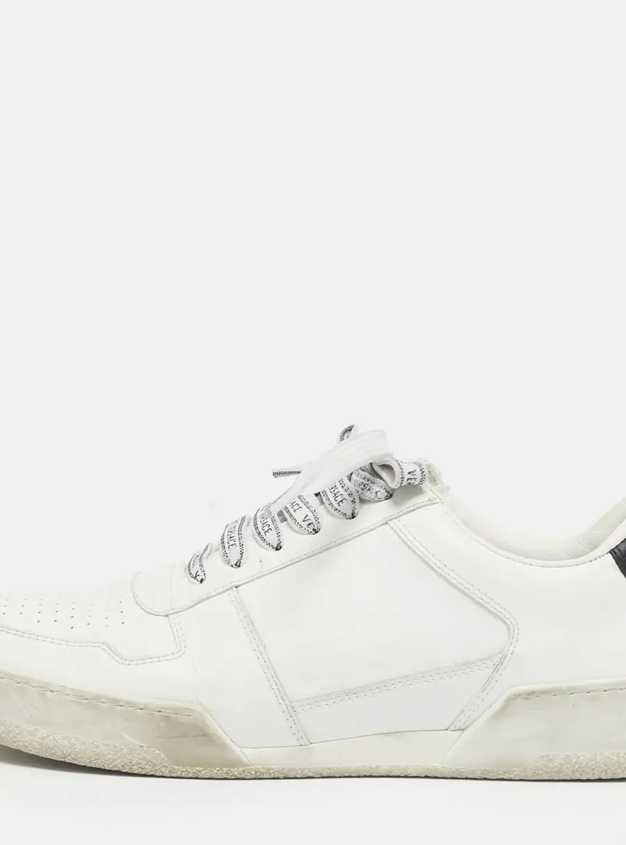 Versace White Leather llus Low Top Sneakers Size 40.5